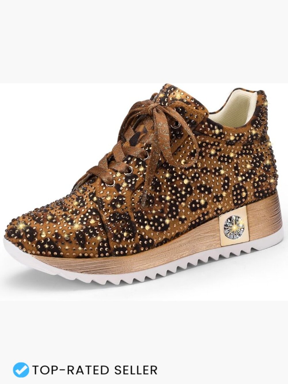 Glitter Sequin Platform Wedge Sneakers Sparkly Rhinestone High Top Lace Up
